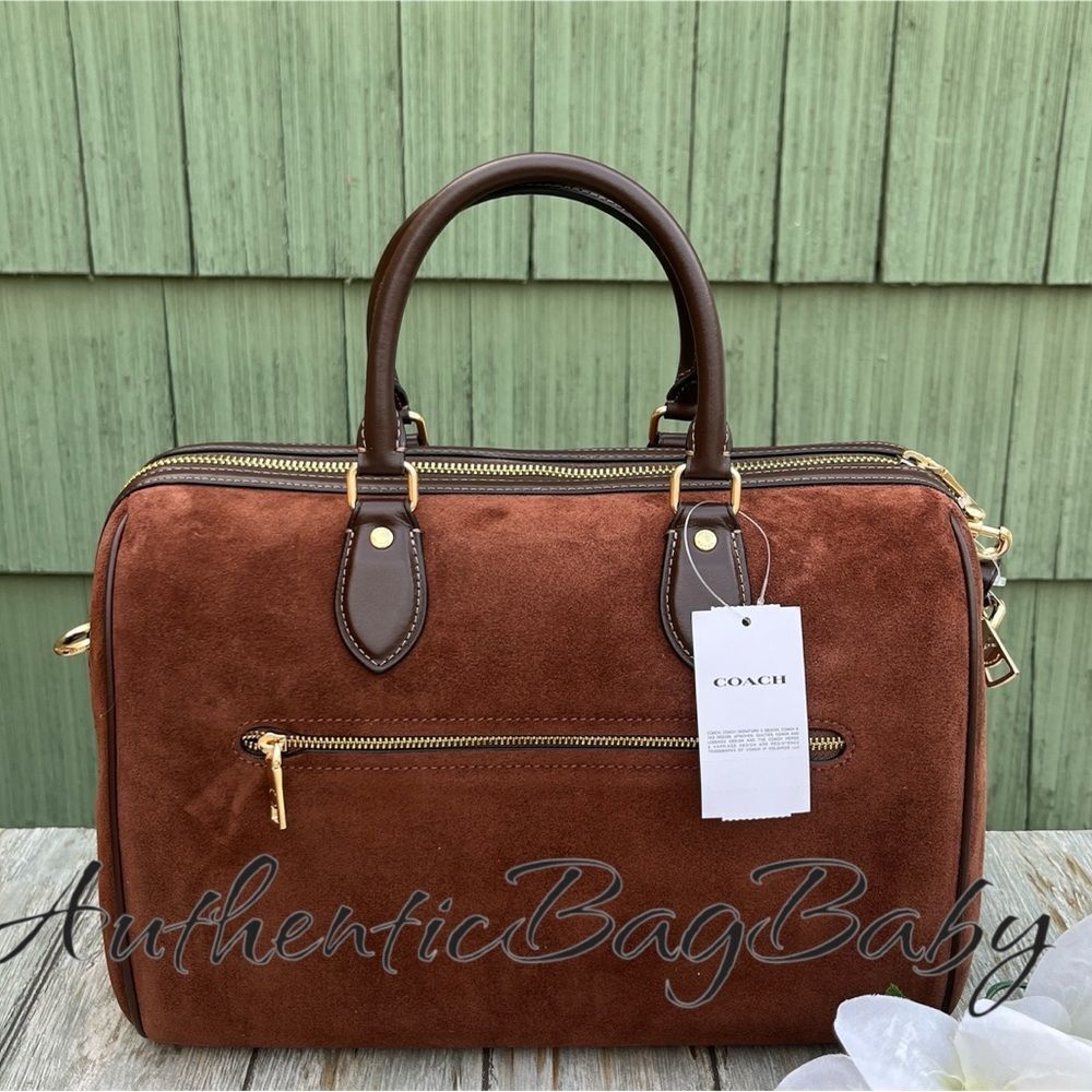 Coach Rowan Large Satchel Bag In Suede Purse - Picture 5 of 9